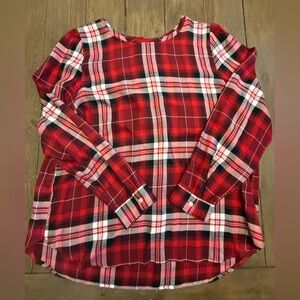 LOFT Red and White Plaid Shirt